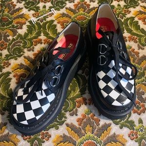 Checkered platform high top maryjanes